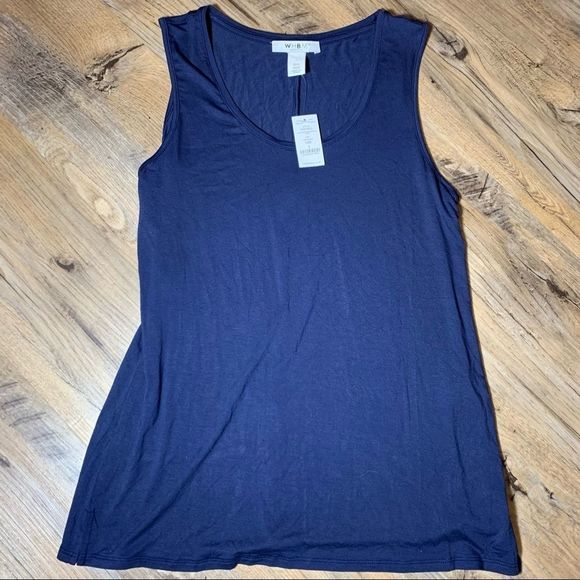 White House Black Market Navy Scoop Neck Tank Size Small - Picture 3 of 3